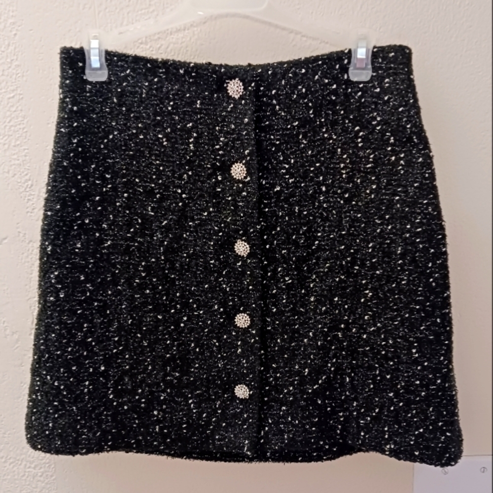 Express Women's High Waisted Jewel Embellished Tweed Mini Skirt Size 6